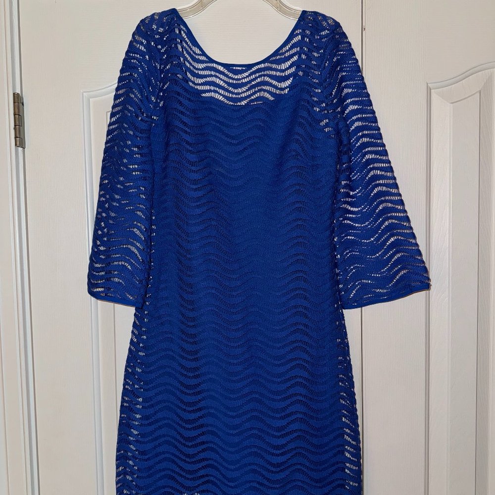Lilly Pulitzer-Topanga Blue Crochet Overlay Mini Dress-New Without Tags-Size XS